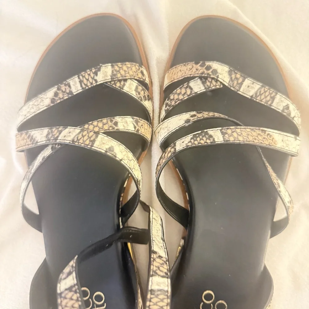 Franco Sarto Snakeskin and Black Sandals nwot.